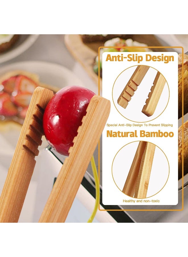 ReNext Bamboo Toast Tongs Wooden Toaster Kitchen Tongs Fruit Clip for Toast Fruits Bread Pickles - Image 3